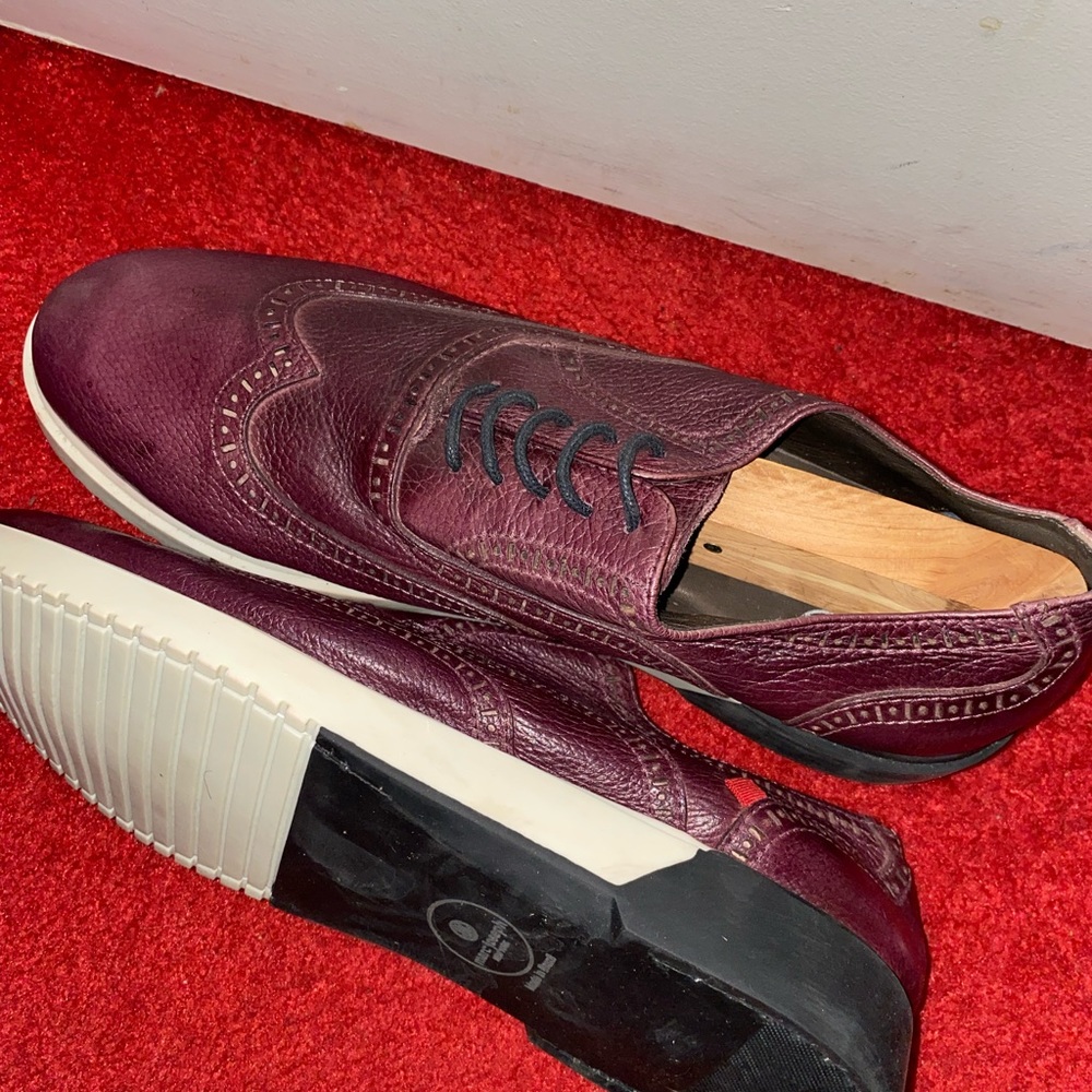 Pebbled leather wing tipped lace up oxfords